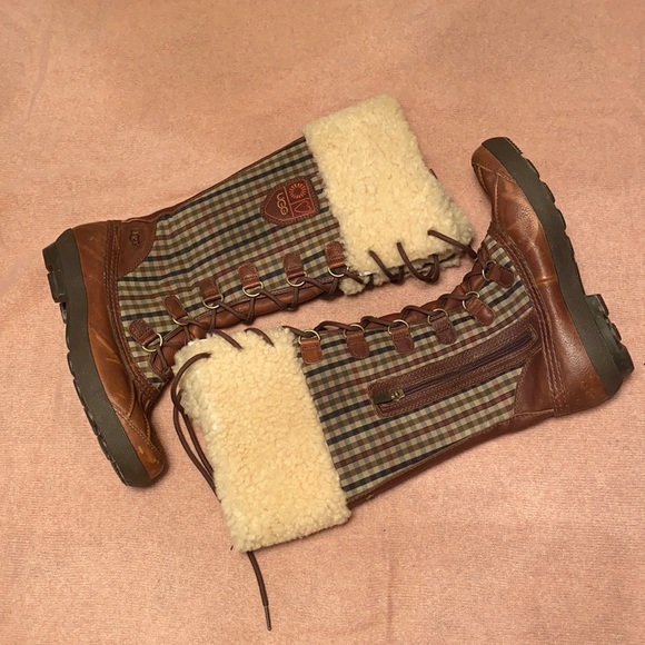 UGG Shoes - Ugg Edmonton Plaid Lace Up Boots Size 8.5
